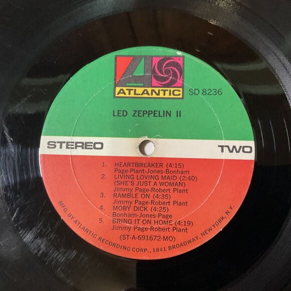 Led Zeppelin II Vinyl Album Atlantic Stereo 12" Record Gold Record Award 1969 VG - Picture 10 of 10